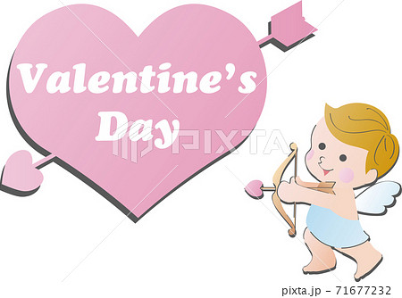 バレンタイン　キューピッド　天使　キャラクター　かわいい　シンプル　イラスト素材 71677232