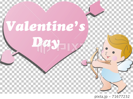 バレンタイン　キューピッド　天使　キャラクター　かわいい　シンプル　イラスト素材 71677232