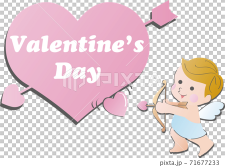バレンタイン　キューピッド　天使　キャラクター　かわいい　シンプル　イラスト素材 71677233