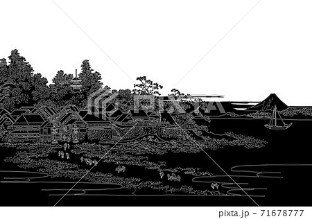 葛飾北斎イメージ相州江島線反転白バック 葛飾北斎イメージ相州江島線反転白バック 71678777
