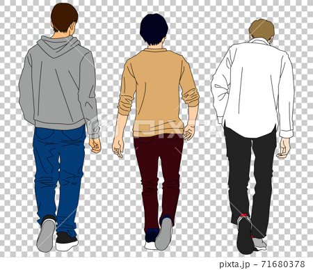 Illustration Of The Back View Of A Trio Of Men Stock Illustration