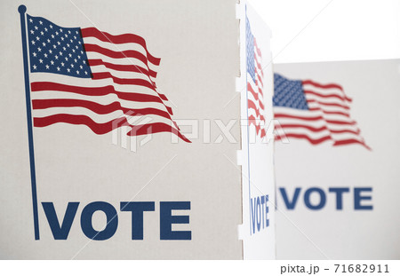 Voting booth with US flag Voting booth with US flag 71682911