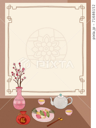 Korean traditional background with space for text, card and banner template illustration 006 71686152