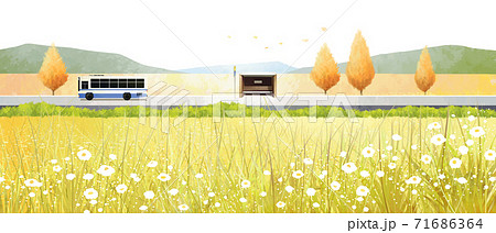 Beautiful autumn landscape in park illustration 003 71686364