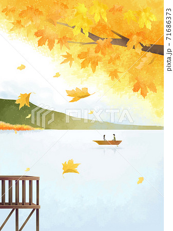 Beautiful autumn landscape in park illustration 007 71686373
