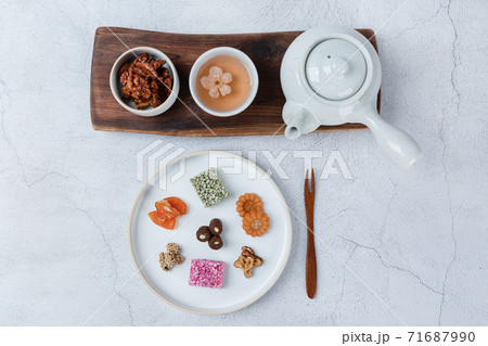 Different foods ingredients of Korean Thanksgiving day 120 71687990