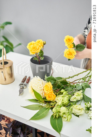 Bouquet 012. step by step installation of flowers in a vase. Flowers bunch, set for home. Fresh cut flowers for decoration home. European floral shop. Delivery fresh cut flower. 71691813