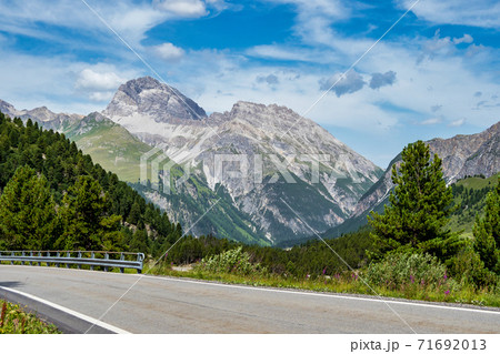 View of the albula pass in grisons, switzerland, europe 71692013