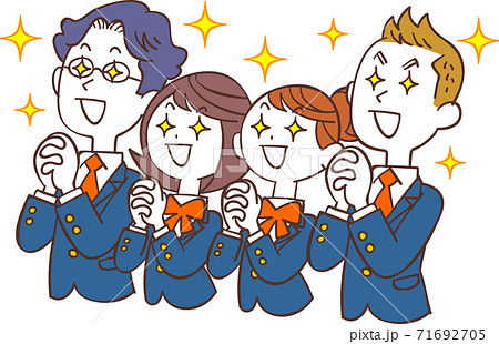 希望を持つ青い制服の男女の学生 71692705