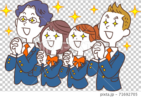 希望を持つ青い制服の男女の学生 71692705