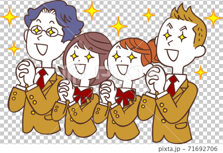 Male and female students in beige uniforms with hope Male and female students in beige uniforms with hope 71692706