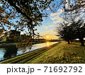 川沿いの夕陽 71692792
