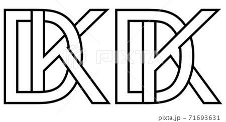 Logo dk and kd icon sign two interlaced letters D k, vector logo dk kd first capital letters pattern 71693631