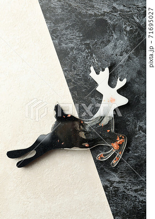 Christmas reindeer on two tone background, space for text 71695027