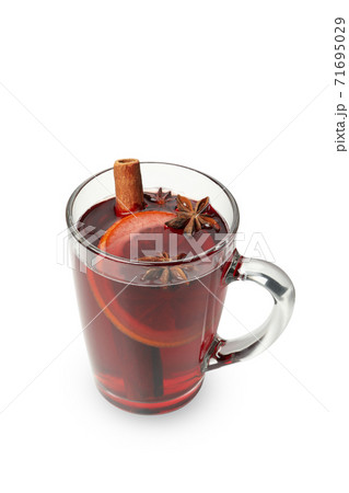 Glass of mulled wine isolated on white background 71695029