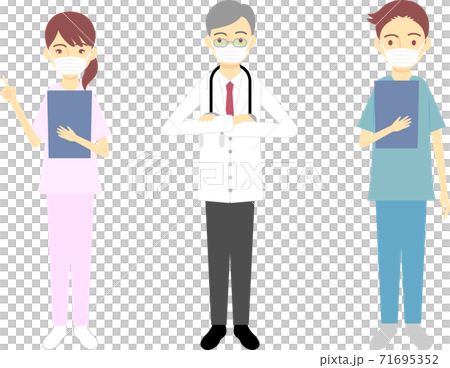 マスクを着用した医療チームのイラスト素材