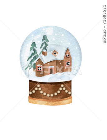 Christmas and New Year watercolor snowball globe  71695521