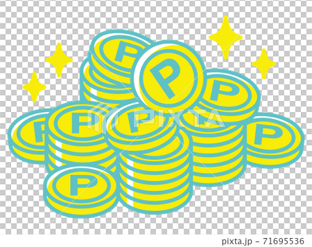 積み重なったポイントコイン(ブルー) 71695536