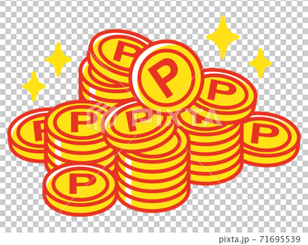 積み重なったポイントコイン(レッド) 71695539