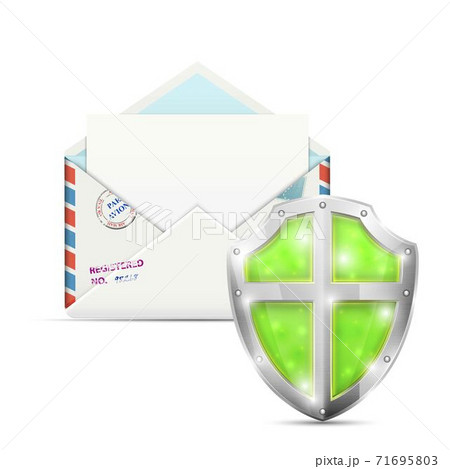 Open Envelope Protected By Shield. 71695803