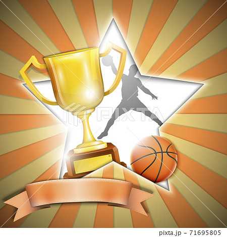 Basketball Poster With Trophy Cup. Basketball Poster With Trophy Cup. 71695805