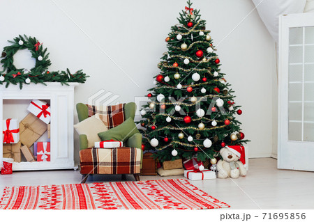 Christmas interior of the Christmas tree Pine New Year gifts Christmas interior of the Christmas tree Pine New Year gifts 71695856