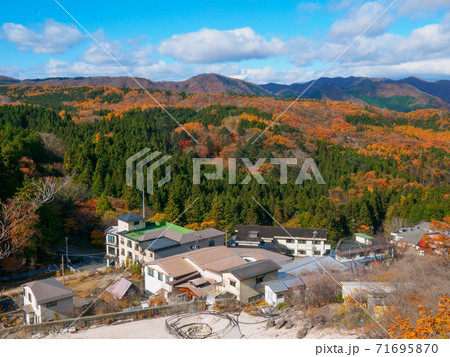新湯爆裂噴火跡展望台からの眺め (新湯富士、奥塩原、栃木県) 新湯爆裂噴火跡展望台からの眺め (新湯富士、奥塩原、栃木県) 71695870
