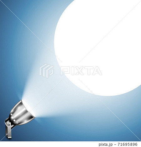Metallic Spotlight Projecting On Blue Wall Metallic Spotlight Projecting On Blue Wall 71695896