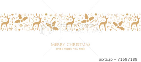 christmas card with deer berry star gift and snowflake border 71697189