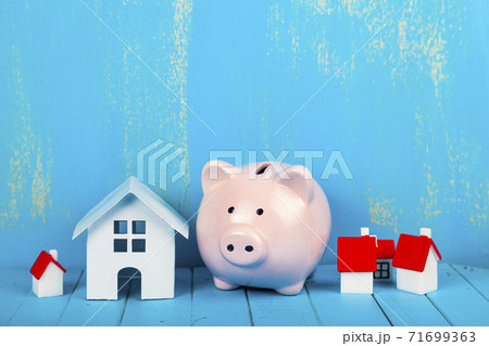 Houses and a piggy bank. Houses and a piggy bank. 71699363
