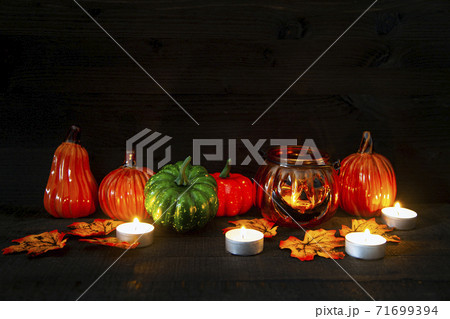 Halloween. Pumpkins glow in the dark. 71699394