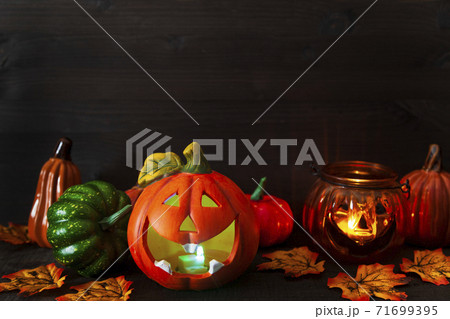 Halloween. Pumpkins glow in the dark. 71699395