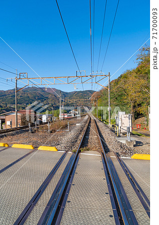 Jr敷島駅付近の踏切 群馬県渋川市 の写真素材