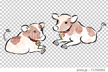 Illustration of two cows sitting facing each other Illustration of the zodiac of 2021 71700892