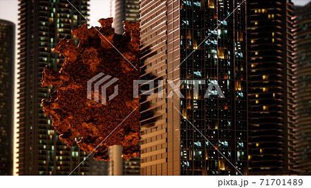 empty city caused by quarantine as a result of coronavirus infection 71701489