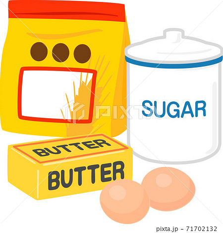 小麦粉 砂糖 バター 卵のイラスト素材