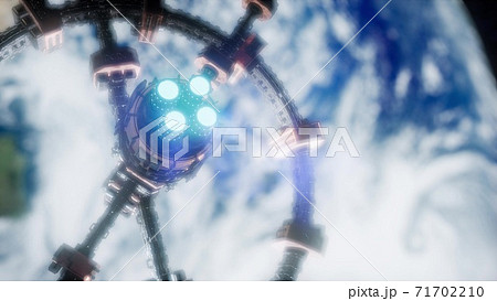 A view of the Earth and a spaceship. ISS is orbiting the Earth A view of the Earth and a spaceship. ISS is orbiting the Earth 71702210