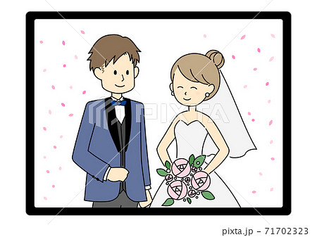 オンライン結婚式のイラストのイラスト素材