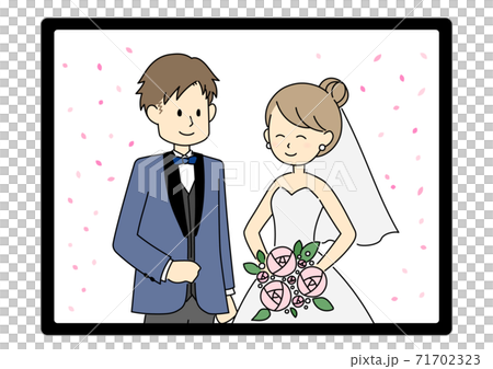 オンライン結婚式のイラストのイラスト素材