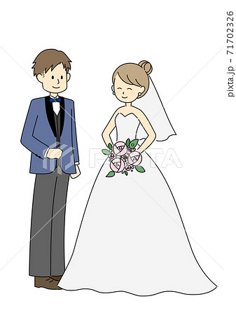 結婚 新郎新婦のイラストのイラスト素材