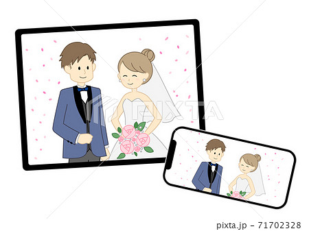 オンライン結婚式のイラストのイラスト素材