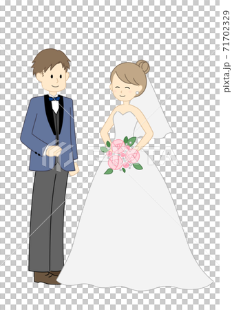 結婚 新郎新婦のイラストのイラスト素材