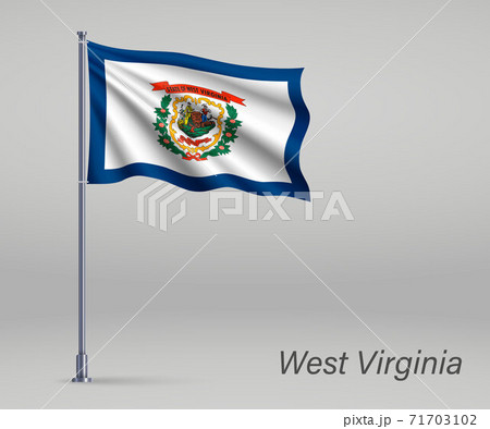 Waving flag of West Virginia - state of United States on flagpol 71703102