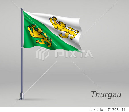 Waving flag of Thurgau - canton of Switzerland on flagpole. Temp Waving flag of Thurgau - canton of Switzerland on flagpole. Temp 71703151