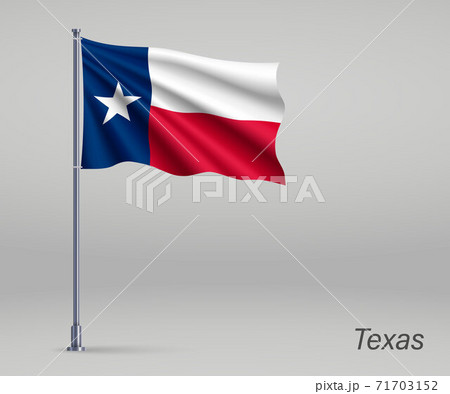 Waving flag of Texas - state of United States on flagpole. Templ Waving flag of Texas - state of United States on flagpole. Templ 71703152