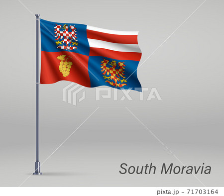 Waving flag of - region of Czech Republic on flagpole. Templat Waving flag of - region of Czech Republic on flagpole. Templat 71703164