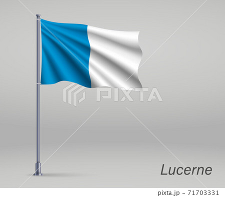 Waving flag of Lucerne - canton of Switzerland on flagpole. Temp Waving flag of Lucerne - canton of Switzerland on flagpole. Temp 71703331