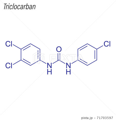 Vector Skeletal formula of Triclocarban. Antimicrobial chemical 71703597