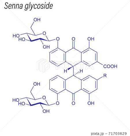 Vector Skeletal formula of Senna glycoside. Drug chemical molecu 71703629