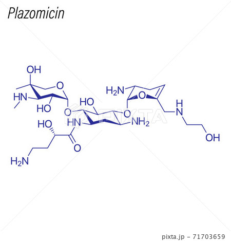 Vector Skeletal formula of Plazomicin. Drug chemical molecule. 71703659